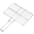 thumbnail image 2 of Cesta de acero inoxidable para barbacoa, cesta para pescado con asa (plateada), 2 of 7
