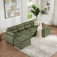 thumbnail image 2 of Bonzy Home Modular Corduroy Sectional Sofa with Pull Out Sleeper, Convertible L-Shaped Couch, Free Combination Upholstered Sofa Bed for Living Room, 2 of 7