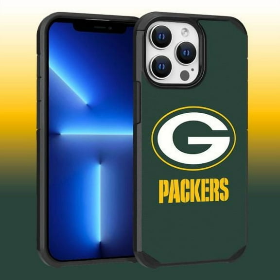 Apple iPhone 13 Pro Max (6.7) - NFL Licensed Green Bay Packers Team Logo on Green Textured Dual Layer Case