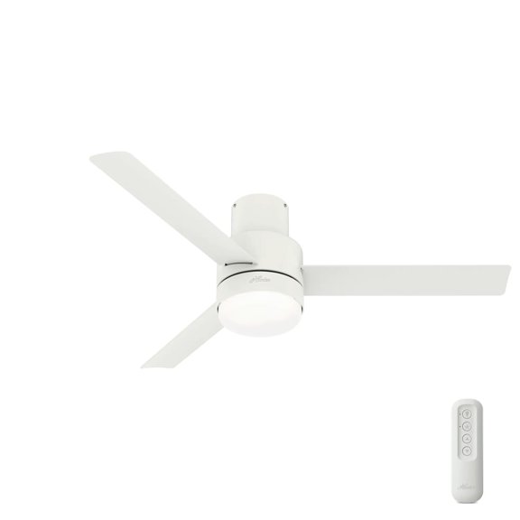 Restored Hunter Fan 52 inch Low Profile White Indoor/Outdoor Ceiling Fan with Lights and Remote Control (Refurbished)
