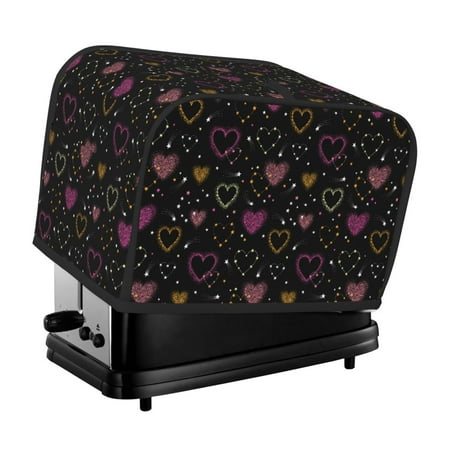 

KLL Heart and Stars Print 2 Slice Toaster Dust Covers Kitchen Small Appliance Cover with 2 Pockets Can hold Jam Spreader Knife & Toaster Tongs (11.4 x 7.9 x 7.5)