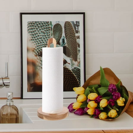 KONTONTY 1Set Wooden Paper Towel Holder with Upright Design for Kitchen and Bathroom Use