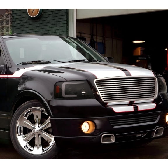 Fit 2004-2008 Ford F-150 Black Smoke Projector Headlights LED Sequential Signal