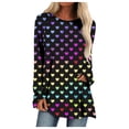 thumbnail image 2 of Juebong Chandail en Molleton pour Femmes Imprimé Saint-Valentin Col Rond Décontracté Léger à Manches Longues Chandail-Over, Chemises Multicolores pour Femmes, P, 2 of 5