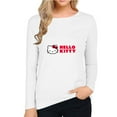 thumbnail image 3 of Hello Kitty Women's Long Sleeve Cotton T-Shirt, Lightweight Crewneck Tee, Modern Fit White 28Inch, 3 of 5