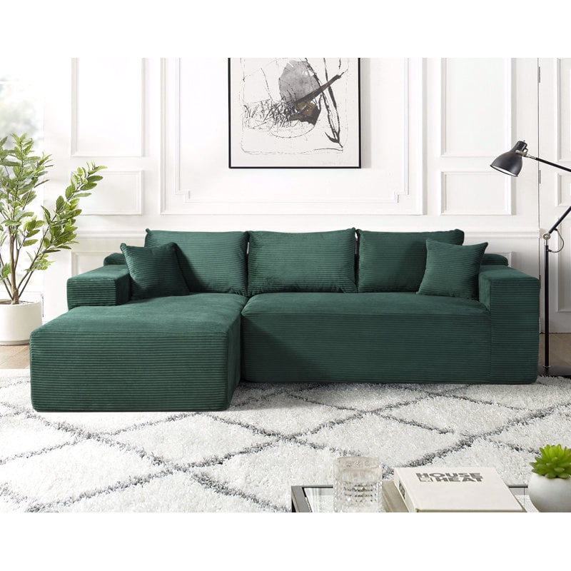 US Pride 2-Piece compressed Corduroy L-Shaped Sofa Left hand facing