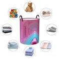 thumbnail image 5 of KLL Pink Shark Pool Fantasy Waterproof Foldable Laundry Hamper Bucket with Handles for Storage Bin,Kids Room,Home Organizer (Small ), 5 of 7