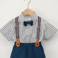 thumbnail image 5 of CAICJ98 Toddler Baby Boy Suit Clothes Gentleman Wedding Outfits Long Sleeve Dress Shirt + Suspender Pants + Bowtie 1-5T Toddler Clothes for Boys (Navy,5-6 Years), 5 of 6