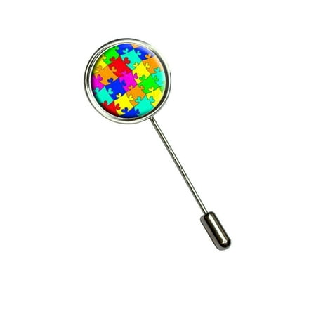 

Rainbow Puzzle Pieces - Hearts Autism Stick Pin