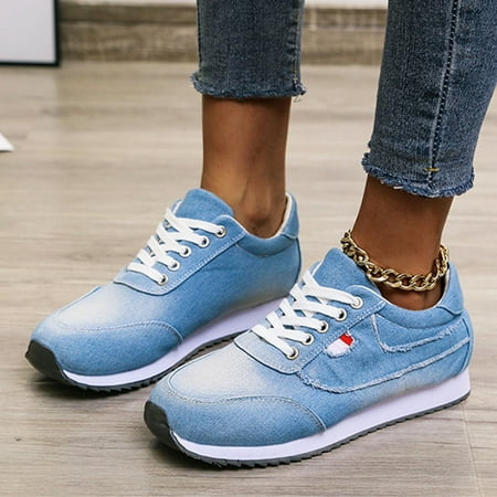 

FITORON Women s Sneakers- Flat Color Matching Shoes Large Size Summer Comfortable Casual Sports Shoes Light blue 41