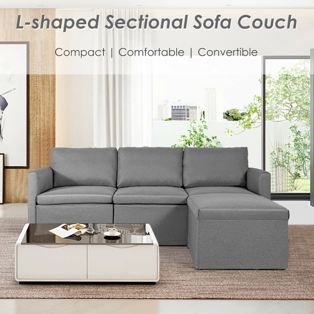 Finihen Convertible Sofa Bed, Modern Convertible Sleeper Couch, Convertible L-Shaped Sectional Sofa Couch with Reversible Chaise, for Living Room, Dark Gray Finihen Convertible Sofa Bed, Modern Convertible Sleeper Couch, Convertible L-Shaped Sectional Sofa Couch with Reversible Chaise, for Living Room, Dark Gray