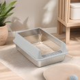 thumbnail image 7 of Stainless Steel Litter Box, Semi Enclosed High Side Cat Litter Box, Top Entry Litter Boxs for Senior Cats, Leak-Proof, Non-Sticky, Ideal for Indoor Cats Kitten, Gray/XL, 7 of 7