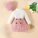 thumbnail image 1 of Conjuntos de blusas y camisas de cuello redondo y manga larga para niños Conjunto de vestido de boina y falda de manga larga con lazo y mangas acampanadas y botones Top de poliéster para niños, 1 of 8