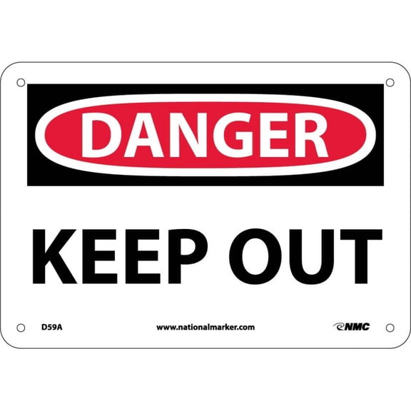 NMC Signs D59A, Danger Keep Out Sign, 7 X 10, Aluminum .040