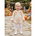 thumbnail image 4 of RUINIXCW Newborn Baby Girl Fall Winter Knit Romper Sweater Infant Baby Girl Thanksgiving Halloween Outfit Pumpkin Lapel Long Sleeve Bodysuit Jumpsuit, 4 of 10