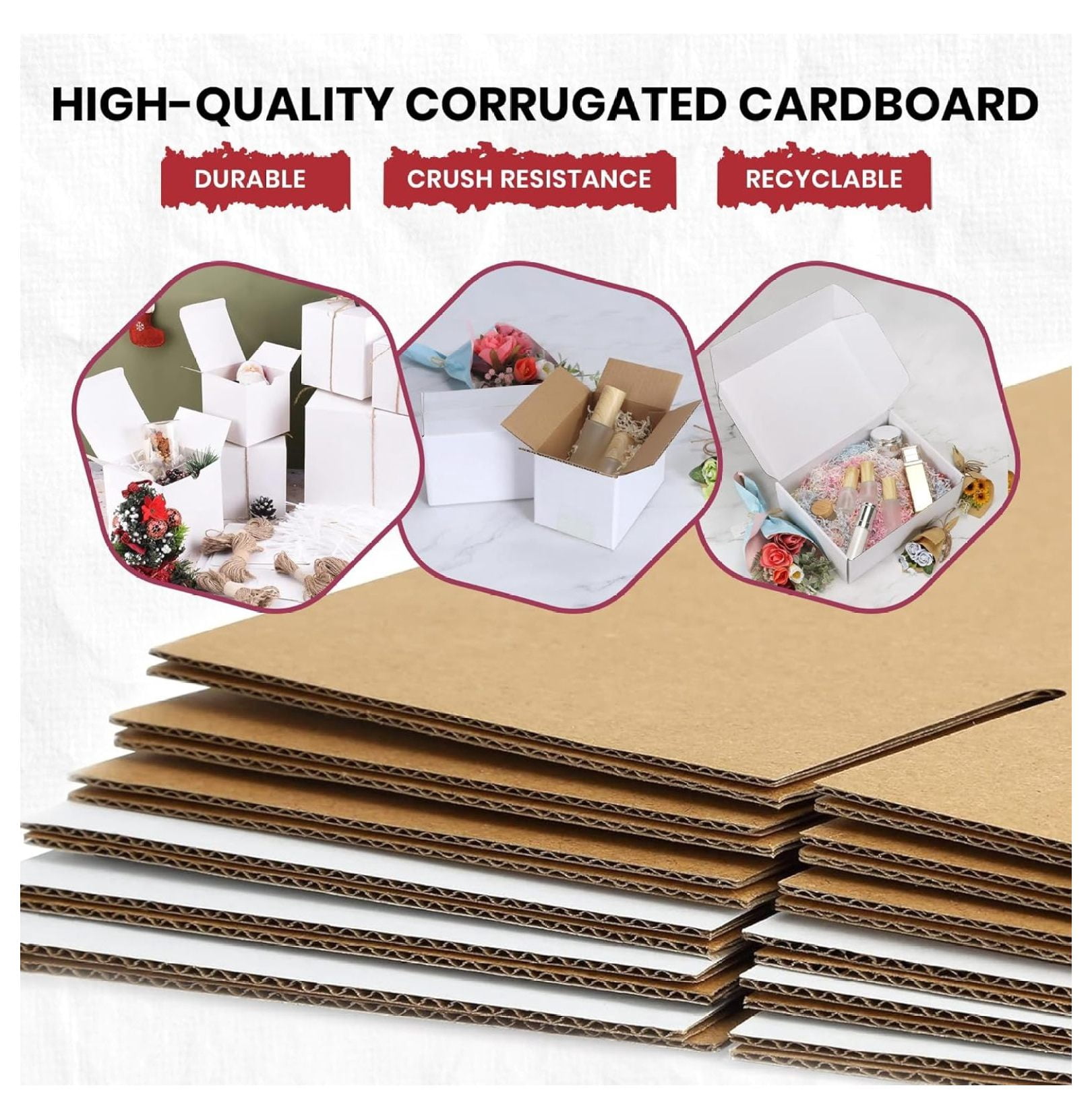 White Shipping Boxes 6x6x6 Heavy Duty, Lightweight, 6"L X 6"W X 6"H Foldable Corrugated Cardboard Mailer Boxes for Packaging Small Business Mailings Gifts Promotions Moving Box 50 Pack