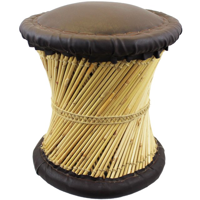 Natural Geo Tabouret d'Accent Moray - Faux Cuir Marron