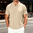 thumbnail image 7 of KLHDSF Collared Muscle Polo Shirts for Men Slim Fit V Neck Short Sleeve Ribbed Knit, Stretch, Textured, Athletic, Dress Shirt, Lightweight, Fitted Tee Khaki XXXL, 7 of 7