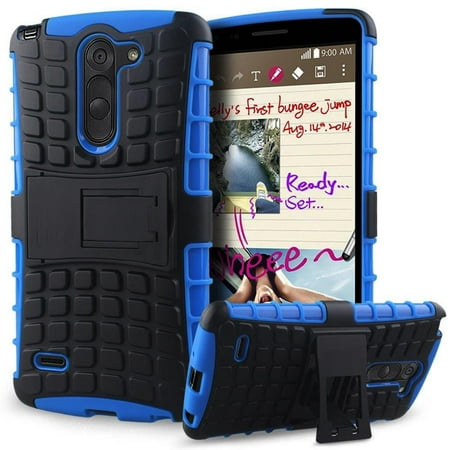 LG G3 Stylus / D690 TPU Slim Rugged Hybrid Stand Case Cover Blue