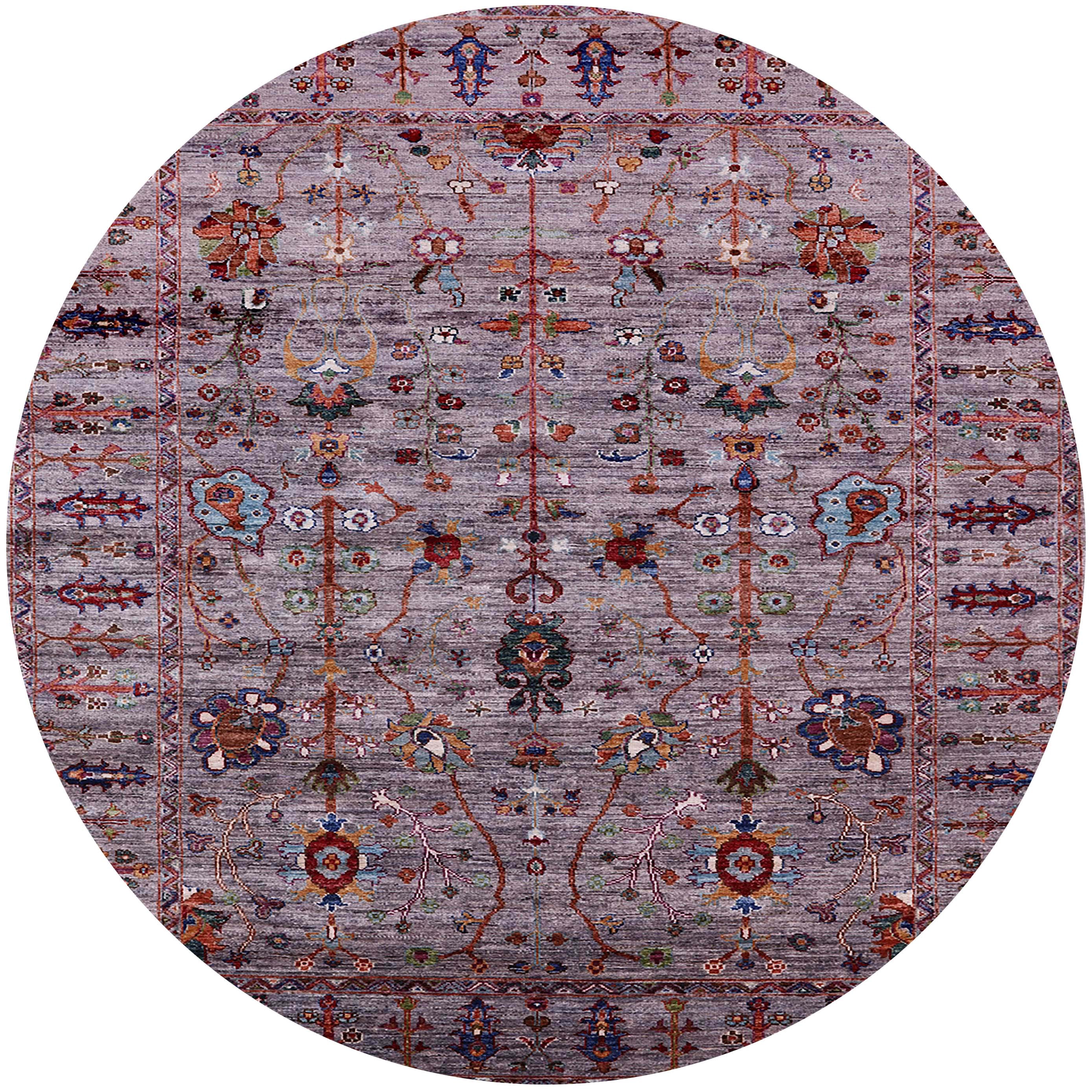 Round Maroon Rug Ahgly Company Indoor Round Mid-Century Modern Maroon Purple Oriental ...