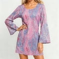 thumbnail image 2 of KHONTS Women's 60s 70s Hippie Disco Dress Retro Disco Outfit Sequin Floral Dresses Pink XL, 2 of 7