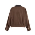 thumbnail image 6 of Smsaxvxz Womens Cropped Jacket Casual Corduroy Collar Barn Coat Lightweight Utility Zip Up Baseball Jacket with Pockets Coffee S, 6 of 10