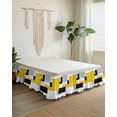thumbnail image 2 of Yellow Black White Geometric Bed Skirt Queen Size 16" Drop Modern Abstract Art Color Block Ruffled Wrap Around Bed Skirts Adjustable Elastic Bedskirt Dust Ruffle for Queen Size Bed, 2 of 7