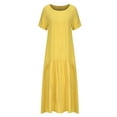 thumbnail image 5 of IROINNID Maxi Dress for Women Summer Short Sleeve Solid Color Soft Comfortable Long Dress Deals,Yellow, 5 of 6