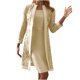 thumbnail image 2 of Ichuanyi liquidación de color sólido para mujeres de encaje casual hueco sale de manga larga + vestido sin mangas sets blusas ICHUANYI WER202308212942, 2 of 5