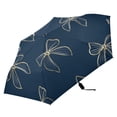 thumbnail image 2 of Light Yellow Bows Blue Background All Weather Umbrella Triple Folding Parasol 6 Ribs UV Protection Portable, 2 of 8