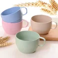 thumbnail image 3 of Zhuge Wheat Straw Plastic Coffee Cups Reusable Mugs with Handles, Unbreakable, Lightweight-2pcs,Pink, 3 of 5