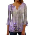 thumbnail image 5 of Women Blouse 3/4 Sleeve Petite, Shirts for Women Trendy Plus Size Short Sleeve Tunic Tops for Women XS Womens Tops Dressy Casual V Neck Crew Neck Tops Grey, 5 of 5