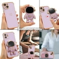 thumbnail image 6 of for iPhone 13 Case Cute 6D Astronaut Case with Stand Function Luxury Plating Case Cover Slim Fit Soft TPU Shockproof Bumper Protective Electroplated Case for Girls Boys,6.1 inch,Purple, 6 of 12