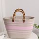 thumbnail image 4 of Bolso de mano tejido para mujer, bolso de playa de verano, ligero y versátil, tipo cesta beige rosa, 4 of 9