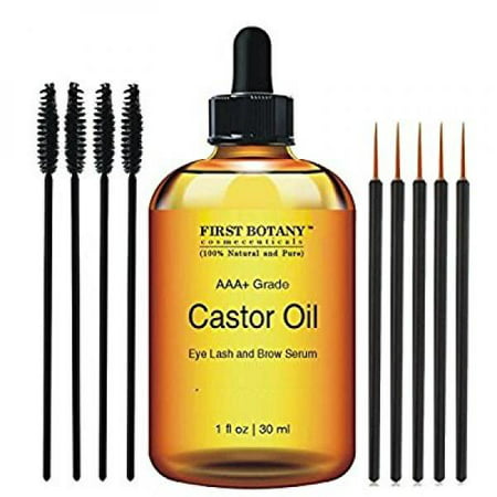 100% Pure Organic Castor Oil Hexane free - Great for Eyelashes, Hair, Eyebrows, Face and Skin , Hair Growth & Best Moisturizer for Skin & Hair with Treatment Applicator Kit, 1oz (Best Treatment For Glowing Skin)