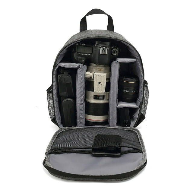 Sac à Dos Appareil Photo Numérique Multifonctionnel en Polyester pour Usage Extérieur avec Poches en Filet, avant et Bretelles Confortables
