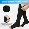 thumbnail image 5 of Zipper Compression Socks for Women - UNEEI 2 Pairs Open Toe Compression Socks, Knee High Support Stockings for Circulation, Varicose Veins, Swelling & Recovery, 5 of 8