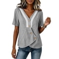 thumbnail image 7 of Msgweeeg Short Sleeve Tops for Women Summer Clothes V Neck Lace Regular Fit Fashion Holiday Women Blouses, 7 of 7
