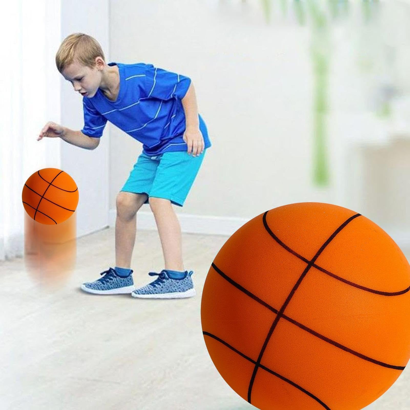 Silent Basketball, MODANU Foam Basketball Indoor Training Ball, Uncoated High-Density Foam Ball Low Noise Basketball Training for Various Indoor Activities (Orange, 9.45inch)