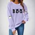thumbnail image 2 of HAOTAGS Women Halloween Sweatshirt, Fall Long Sleeve Pullover Tops Fall Crewneck Graphic Tops Purple S, 2 of 4