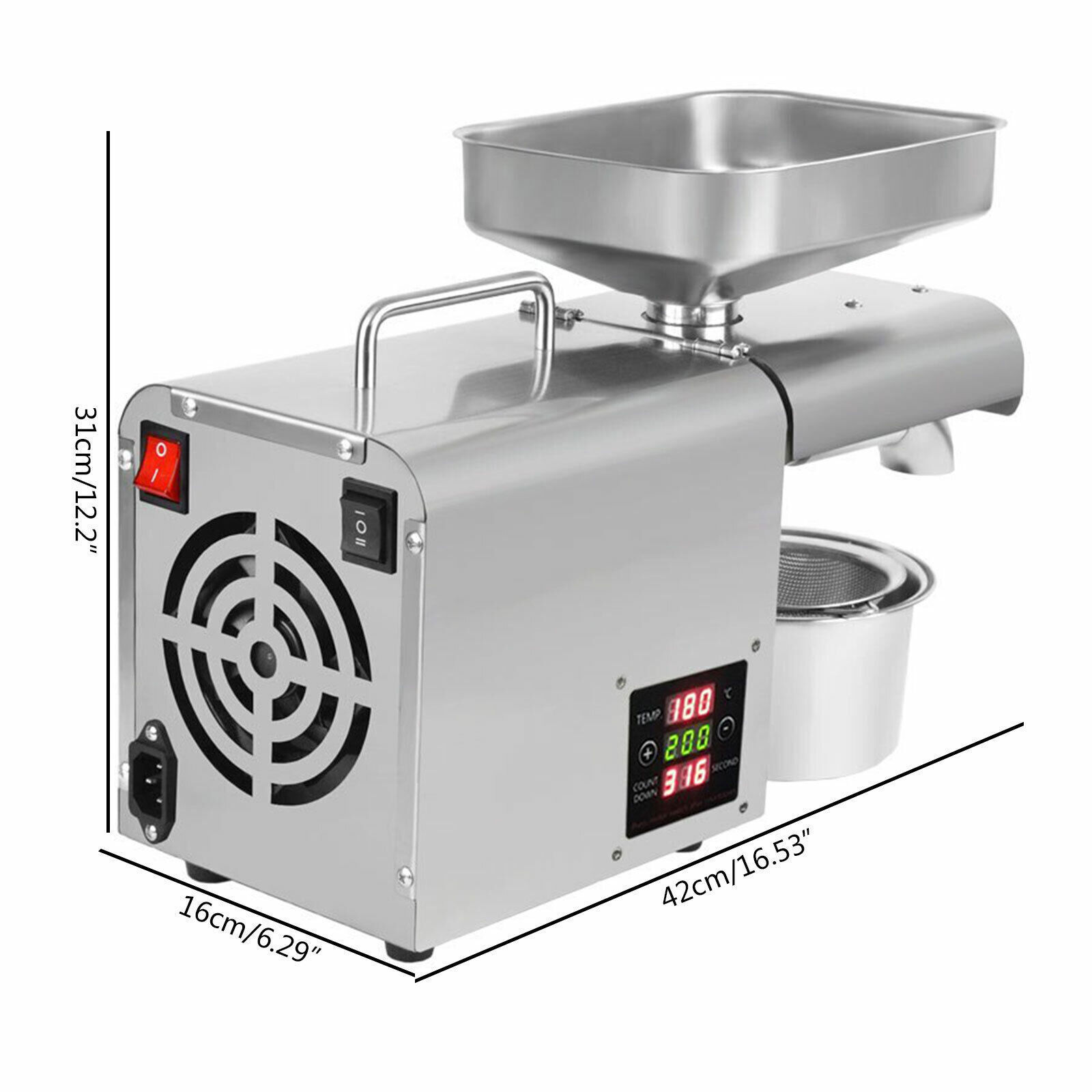 610W Automatic Oil Press Machine Electric Commercial Oil Extractor 3-6KG/h Oil Squeezed Machine