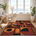 thumbnail image 3 of Design&I 3'x5' Washable Accent Rug Pet Friendly & Non-Slip Built-In Grip Orange Red Geometric Abstract Design Rectangular with Bold Symmetric Shapes for Bedroom, Walk-in Closet, 3 of 7