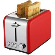 Toaster Bread,2-Slice Extra-Wide Slot Stainless Steel Removable Crumb Tray Retro Small Toaster with Bagel