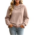 thumbnail image 3 of Horkkom Hoodies for Women Casual Comfort Drawstring Hoodie Solid Color Fall Winter Pullover Sweatshirts XXL, 3 of 8