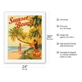 thumbnail image 2 of Sunset Beach Hawaii - Oahu North Shore - Surfer - Vintage Hawaiian Travel Poster by Rick Sharp - Fine Art Rolled Canvas Print 20in x 26in, 2 of 4