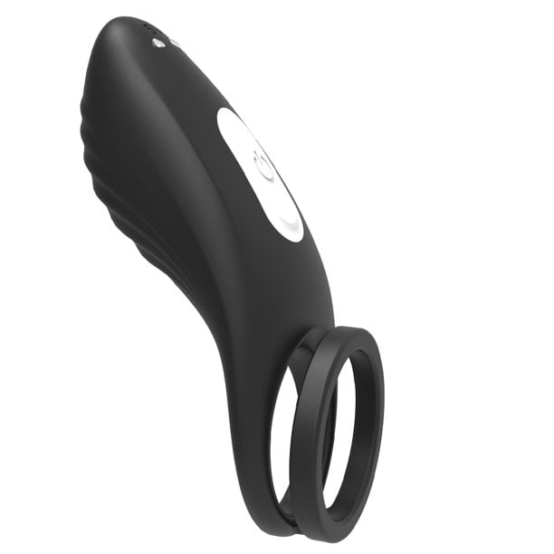 Qi-EU Silicone Vibrating Dual Penis Ring - Waterproof Rechargeable PenisRing Vibrator - Longer Harder Stronger Erection Enhancing Sex Toy for Male or Couples Black