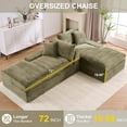 thumbnail image 2 of GNIXUU 79.5" Oversized Boneless Double Chaise Lounge Sofa, Indoor Modern Corduroy Upholstered Sectional Cloud Couch Loveseat Sleeper Bed, Comfy Floor Chair for Living Room Apartment Office,Green, 2 of 7