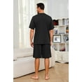 thumbnail image 2 of VULCANODON Mens Pajama Set, Short Sleeved Pajamas Set for Men Lounge Sleepwear with Pockets (Black, L), 2 of 4