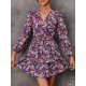 thumbnail image 5 of Vestido, Vestido de manga larga para mujer Mini vestido floral vintage de vacaciones Abanopi Morado/XX-grande, 5 of 7