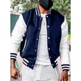 thumbnail image 4 of xiaxaixu Men's Spring Autumn Casual Coat Long Sleeve Lapel Button Up Contrast Color Baseball Jacket, 4 of 9